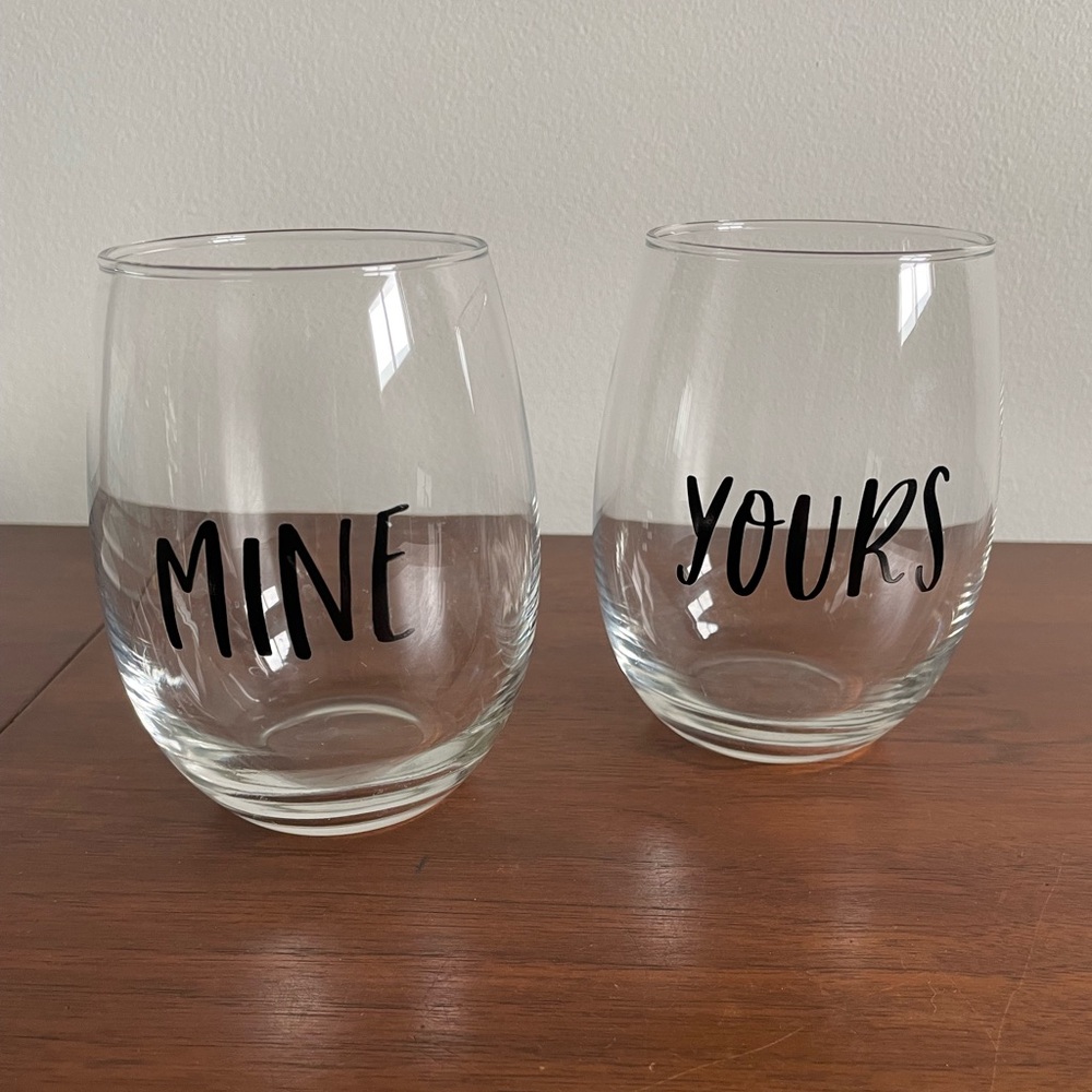 Mine/Yours stemless glasses
